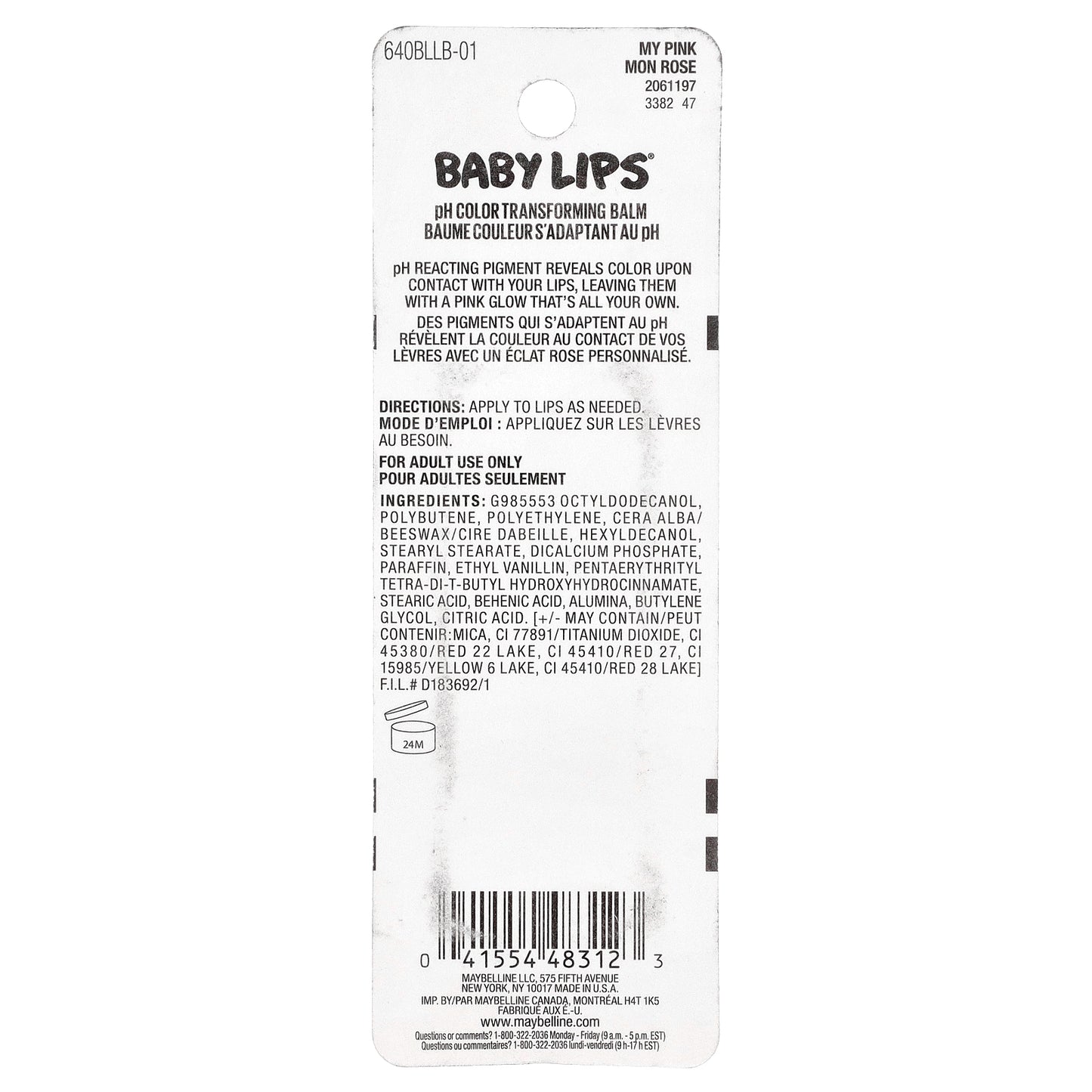 Maybelline, Baby Lips®, Glow Balm, 01 My Pink, 0.13 oz (3.9 g)