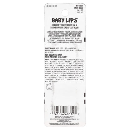 Maybelline, Baby Lips®, Glow Balm, 01 My Pink, 0.13 oz (3.9 g)