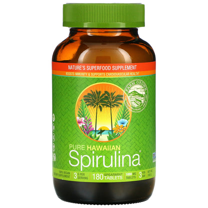 Nutrex Hawaii, Pure Hawaiian Spirulina, Spearmint, 1,000 mg, 180 Tablets