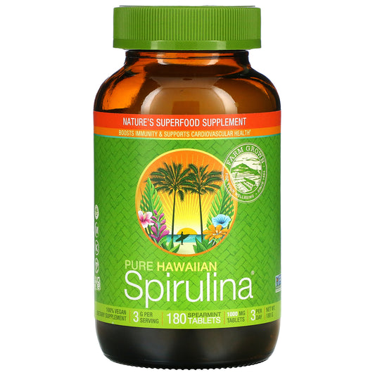 Nutrex Hawaii, Pure Hawaiian Spirulina, Spearmint, 1,000 mg, 180 Tablets