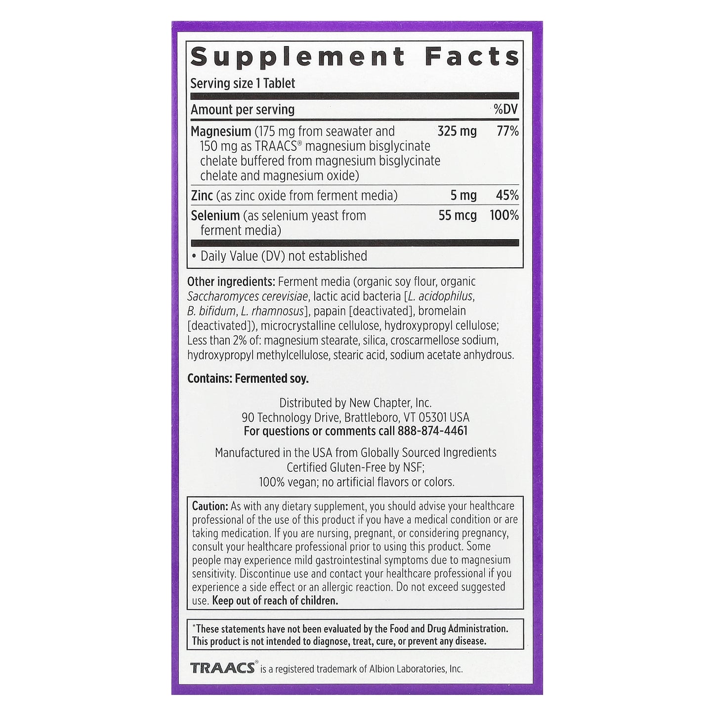 New Chapter, Magnesium + Selenium & Zinc, 30 Vegan Tablets