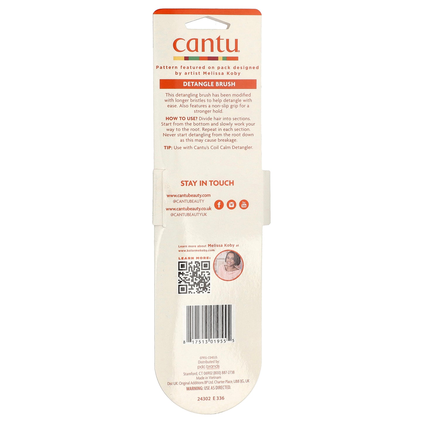 Cantu, Detangle, Sturdy Wash Day Brush, Black, 1 Brush