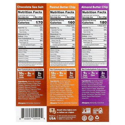 IQBAR, Plant Protein Bars, Chocolate Lovers Variety, 12 Bars, 1.6 oz (45 g) Each