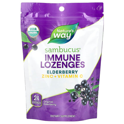 Nature's Way, Sambucus Elderberry, Zinc Lozenges, Original Elderberry, 24 Lozenges