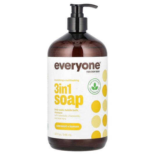 Everyone, 3 in 1 Soap, Coconut + Lemon, 32 fl oz (946 ml)