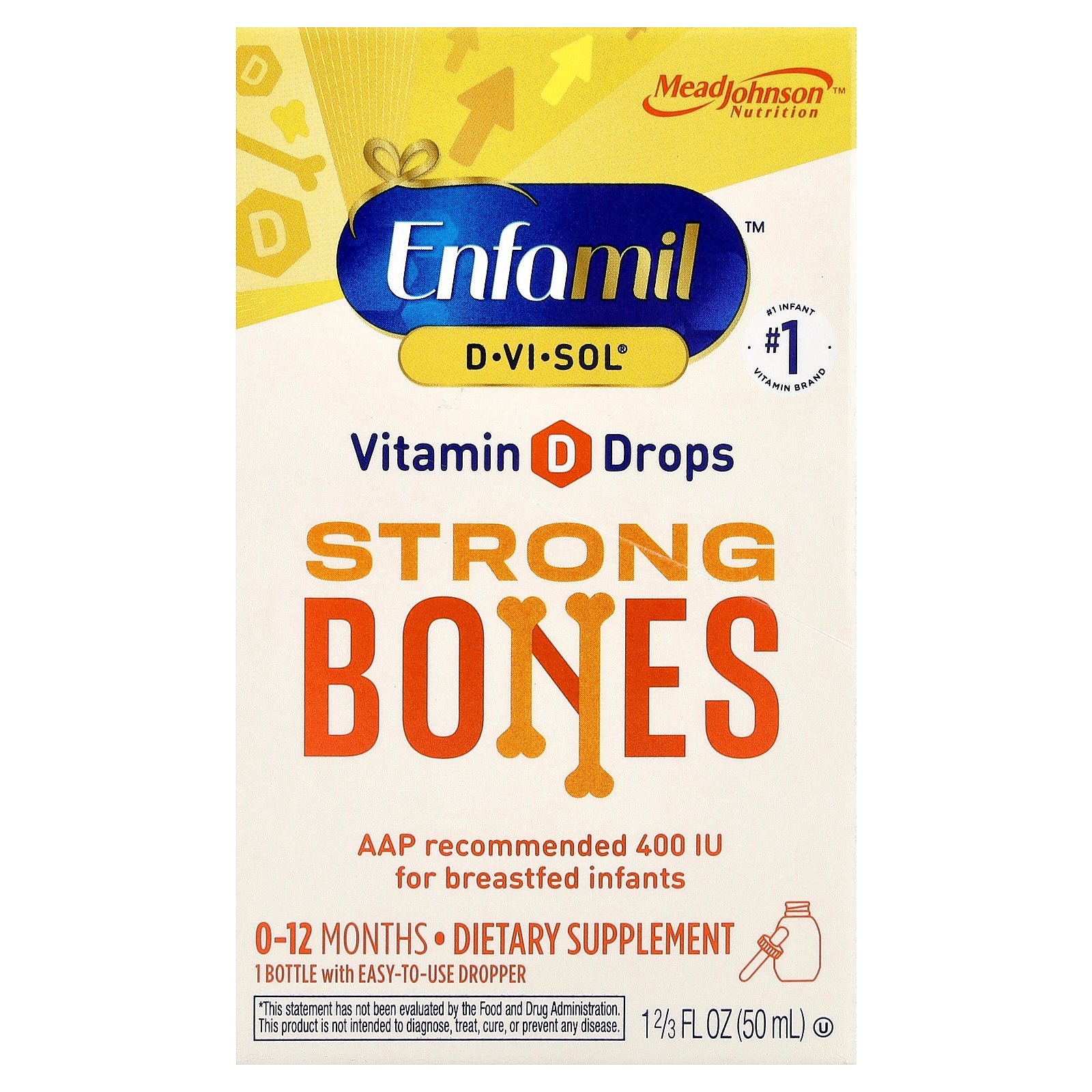 Enfamil, D·Vi·Sol®, Vitamin D Drops, Strong Bones, 0-12 Months, 1.66 fl oz (50 ml)