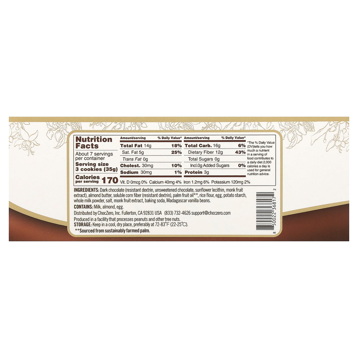 ChocZero, Premium Cookies, Jolies, Dark Chocolate, 20 Packs, 0.4 oz (11.5 g) Each