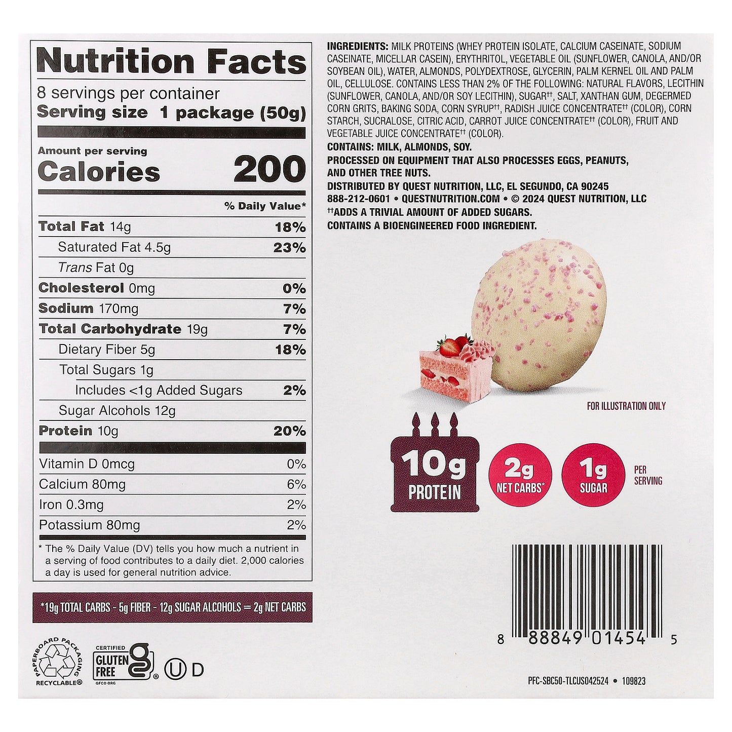 Quest Nutrition, Bake Shop Frosted Cookies, Strawberry Cake, 8 Packages, 1.76 oz (50 g) Each