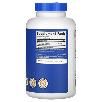 Nutricost, Shiitake Mushroom, 180 Capsules (500 mg per Capsule)