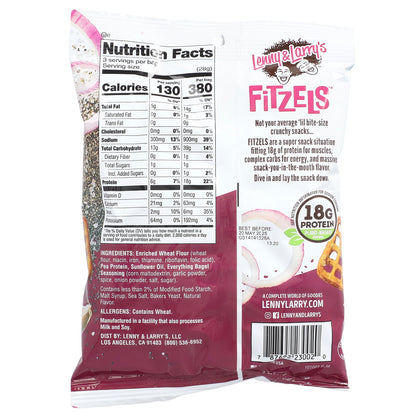 Lenny & Larry's, Fitzels™, Protein Pretzels, Everything Bagel , 8 Packs, 3 oz (85 g) Each