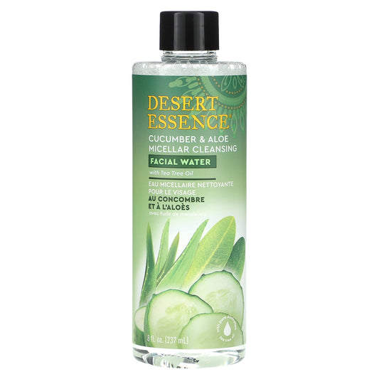 Desert Essence, Micellar Cleansing Facial Water, Cucumber & Aloe, 8 fl oz (237 ml)