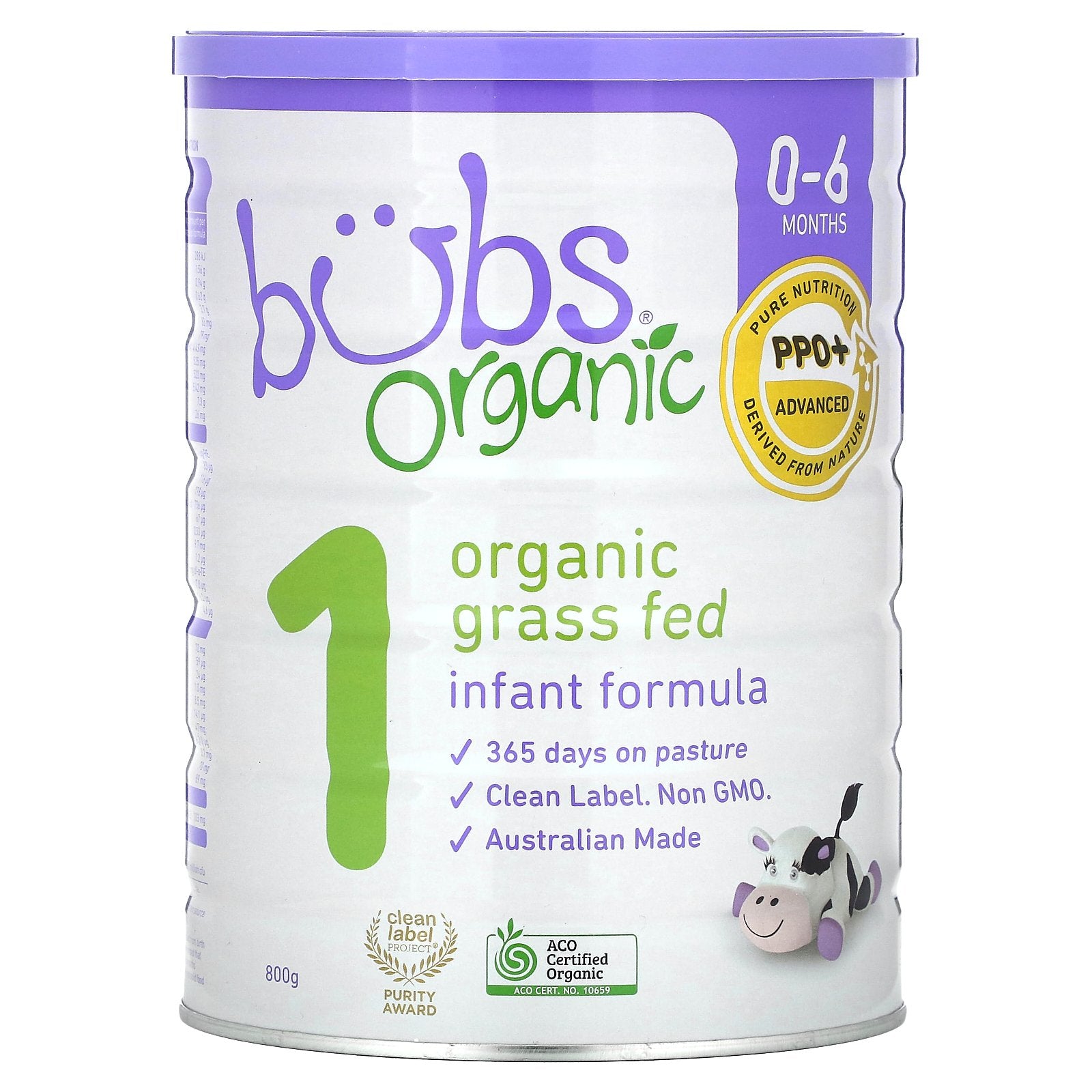 Aussie Bubs, Organic Grass Fed Infant Formula, 0-6 Months, 800 g