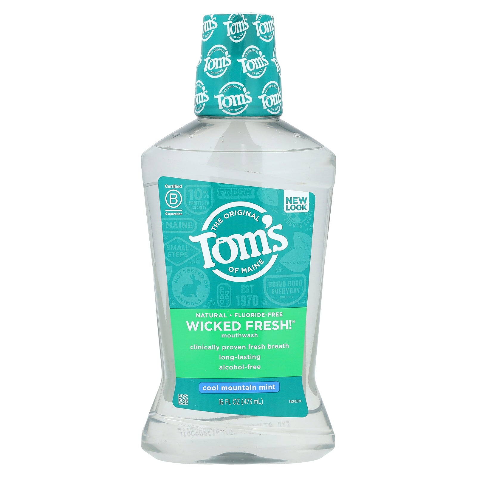 Tom's of Maine, Wicked Fresh!®, Mouthwash, Alcohol-Free, Fluoride-Free, Cool Mountain Mint, 16 fl oz (473 ml)