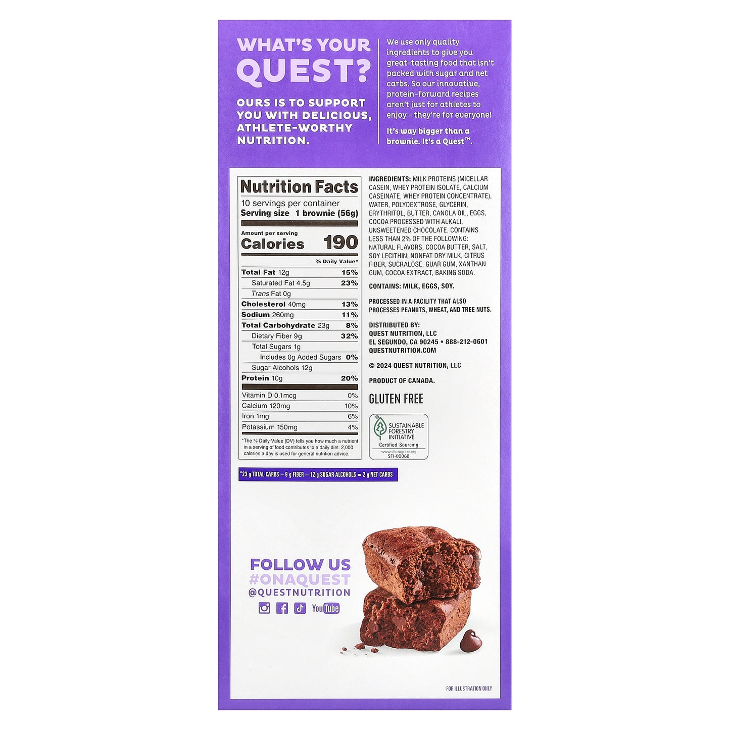 Quest Nutrition, Bake Shop Brownies, Chocolate, 10 Brownies, 1.98 oz (56 g) Each