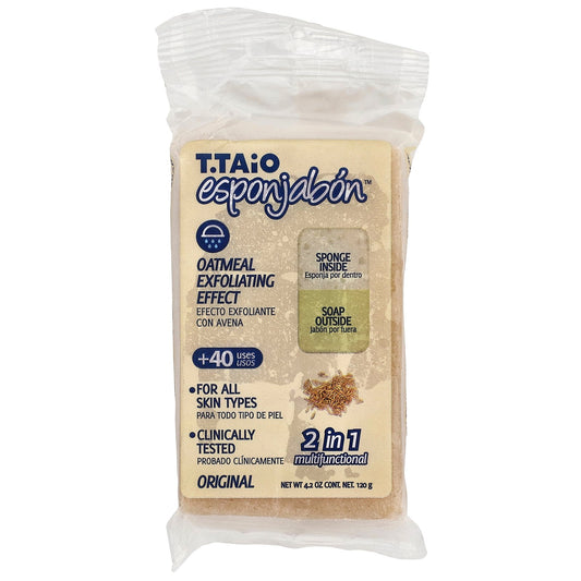 T. Taio, Soap Bar With Sponge Inside, Oatmeal, 4.2 oz (120 g)