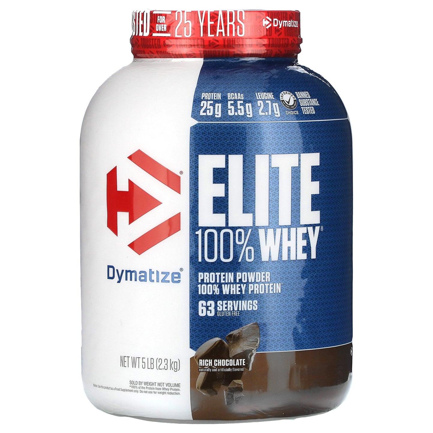 Dymatize, Elite 100% Whey Protein Powder, Rich Chocolate, 5 lbs (2.3 kg)