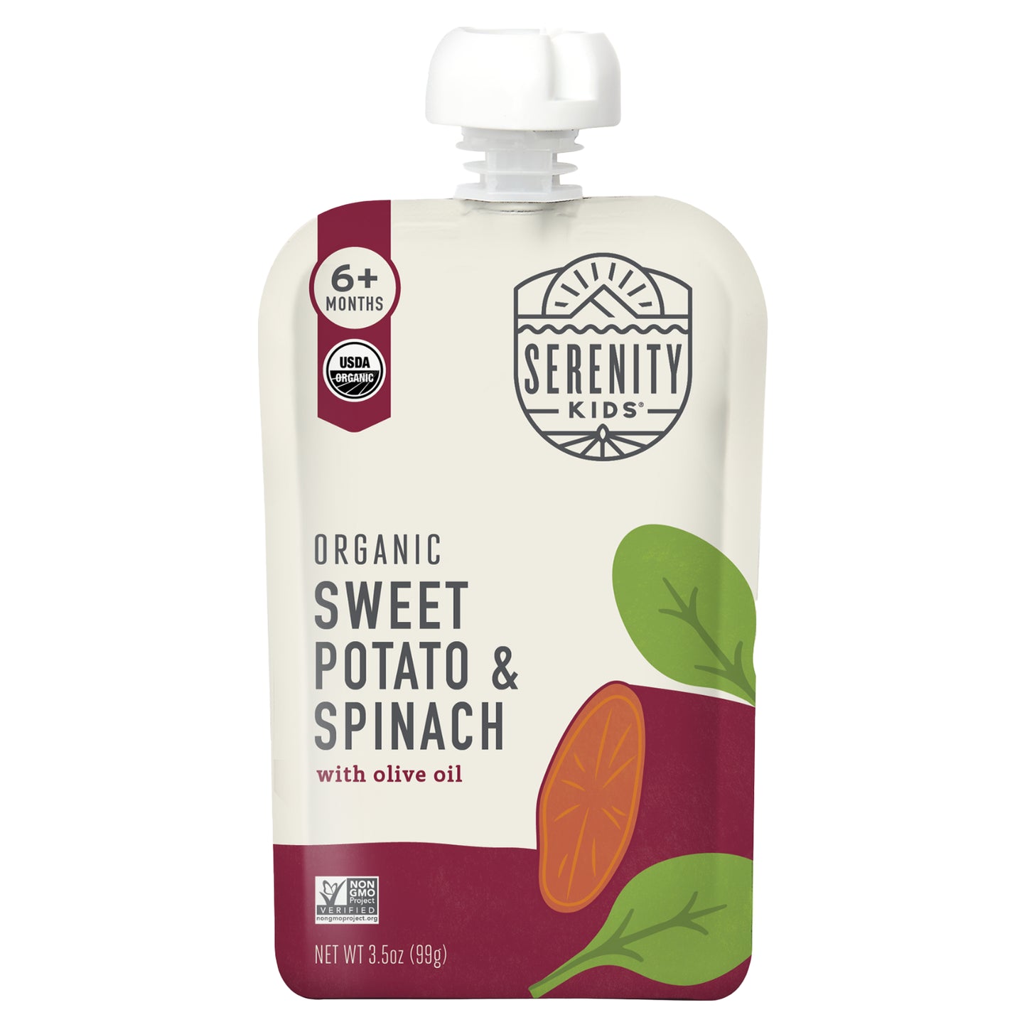 Serenity Kids, Organic Sweet Potato & Spinach with Olive Oil, 6+ Months, 3.5 oz (99 g)