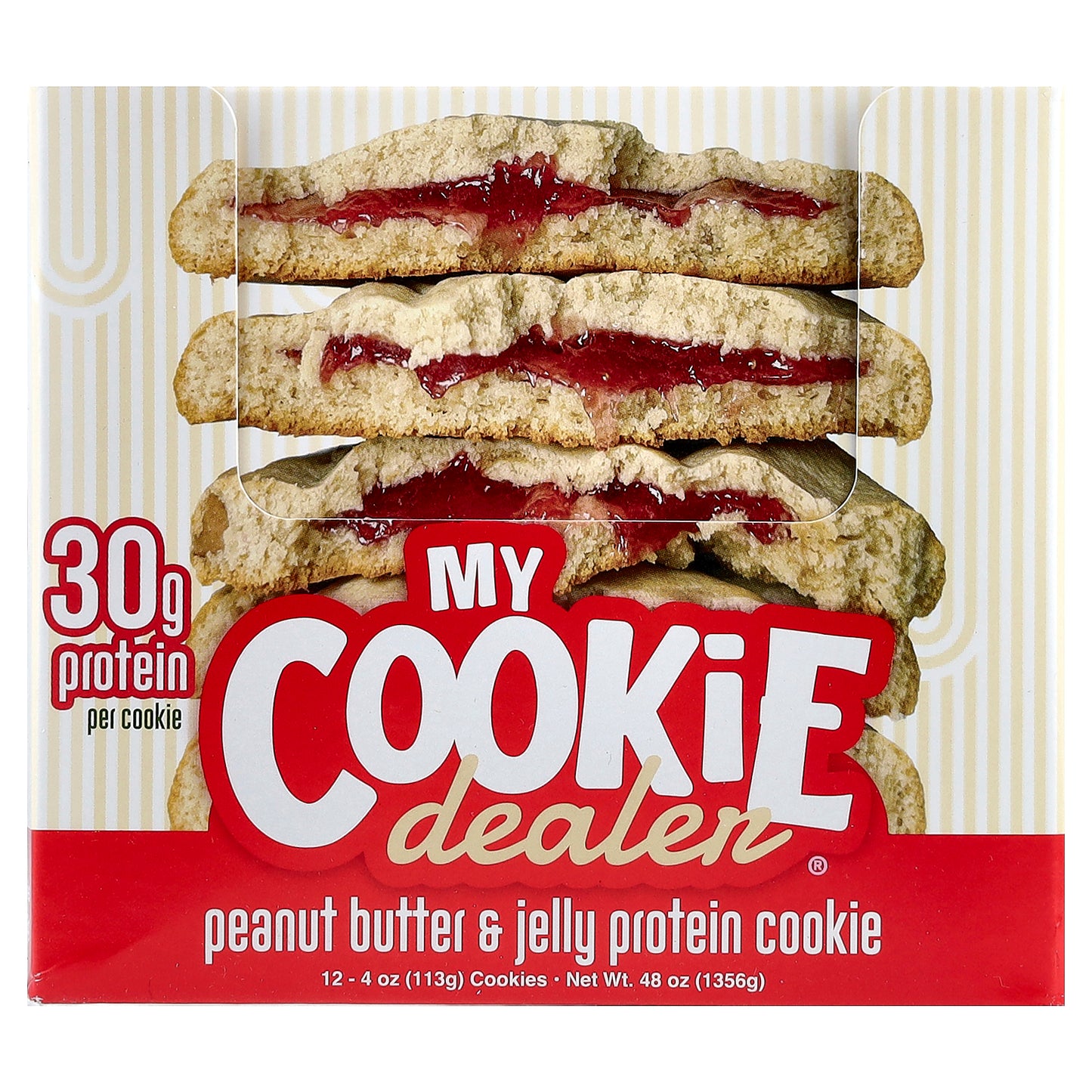 My Cookie Dealer Protein, Protein Cookie, Peanut Butter & Jelly, 12 Cookies, 4 oz (113 g) Each