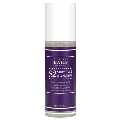Cos De BAHA, S2, Salicylic Acid BHA 2% Liquid, 4 fl oz (120 ml)