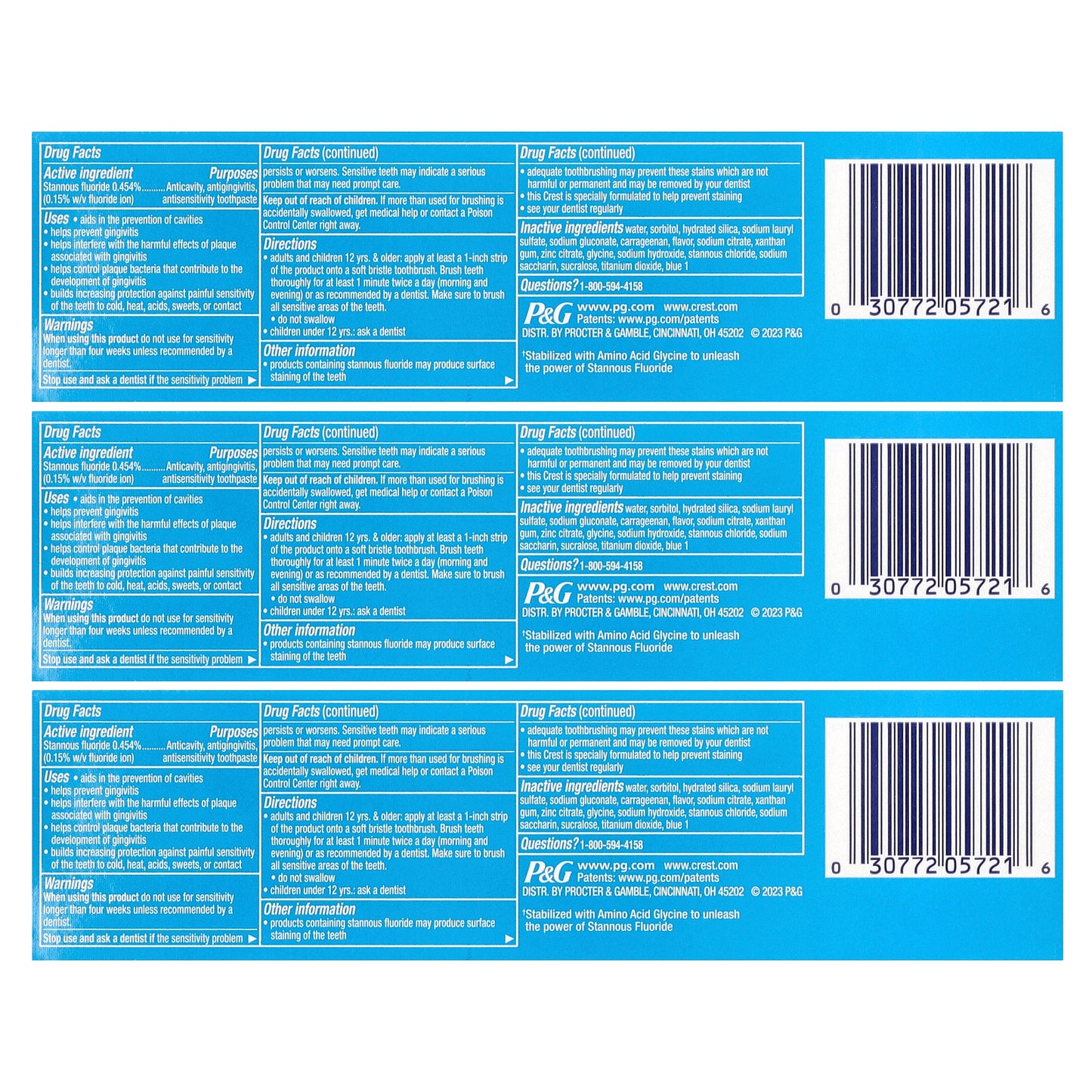 Crest, Pro-Health, Fluoride Toothpaste, Clean Mint, 3 Pack, 4.3 oz (121 g) Each