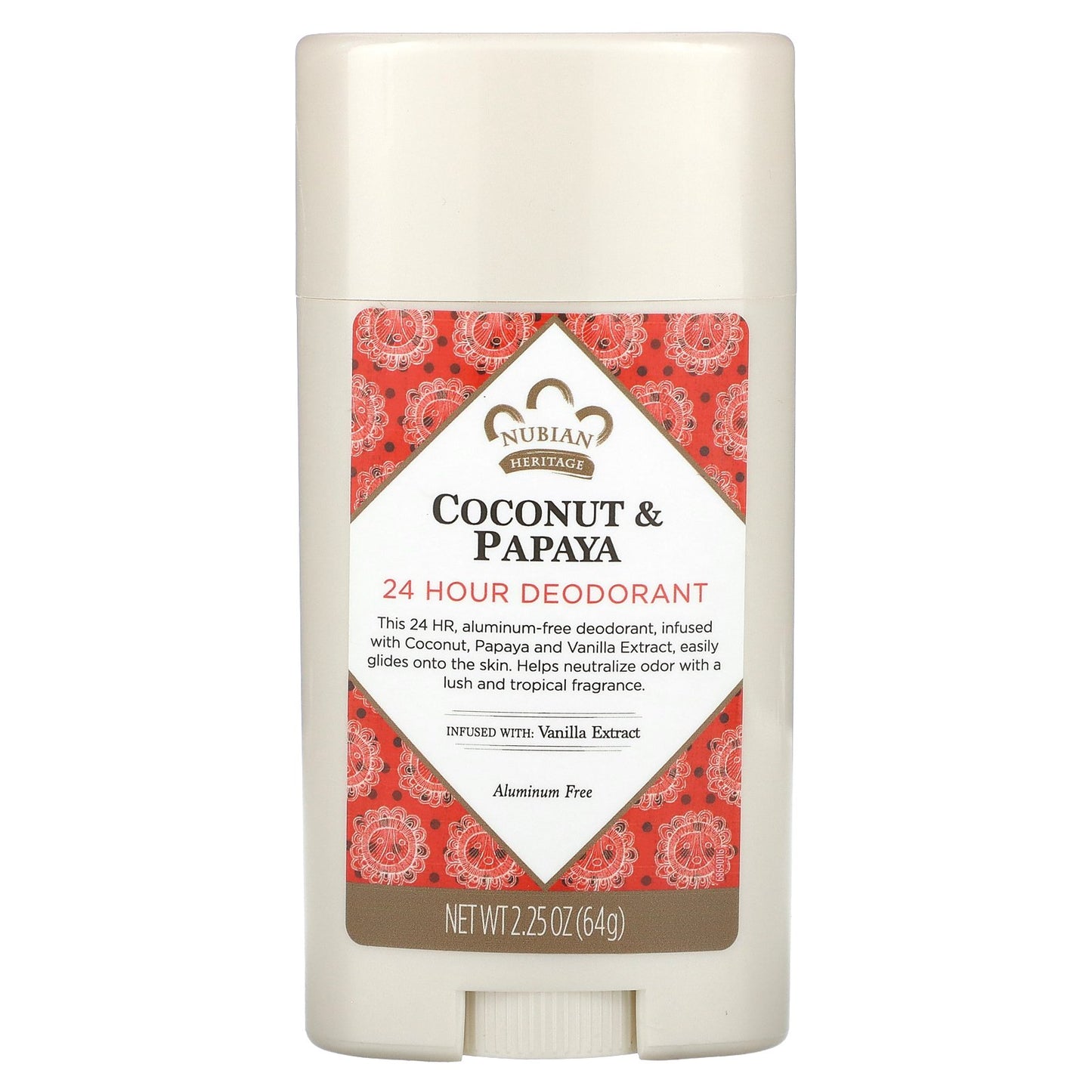 Nubian Heritage, 24 Hour Deodorant, Coconut & Papaya, 2.25 oz (64 g)