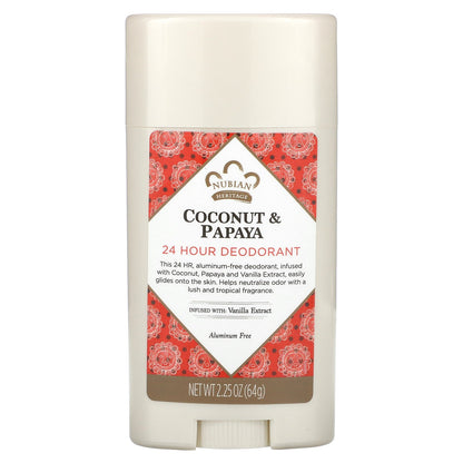 Nubian Heritage, 24 Hour Deodorant, Coconut & Papaya, 2.25 oz (64 g)