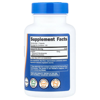 Nutricost, NADH, 10 mg, 120 Capsules
