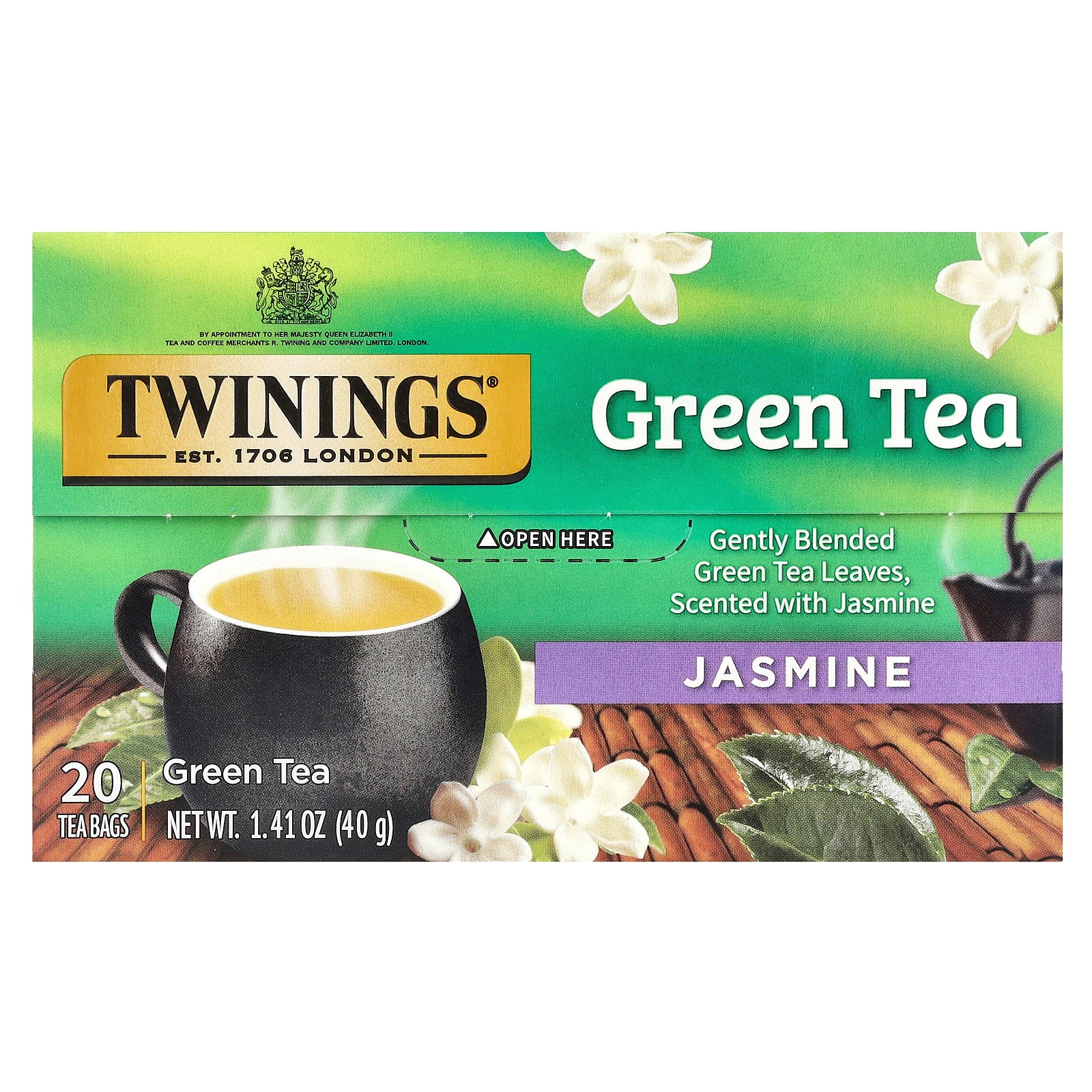 Twinings, Green Tea, Jasmine, 20 Tea Bags, 1.41 oz (40 g)