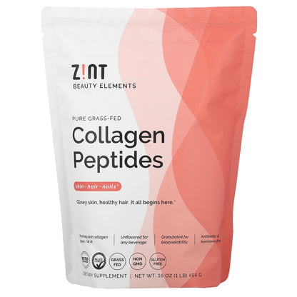 Zint, Pure Grass-Fed Collagen Peptides, Unflavored, Bag, 16 oz (454 g)