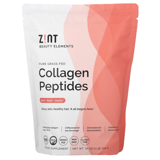 Zint, Pure Grass-Fed Collagen Peptides, Unflavored, Bag, 16 oz (454 g)