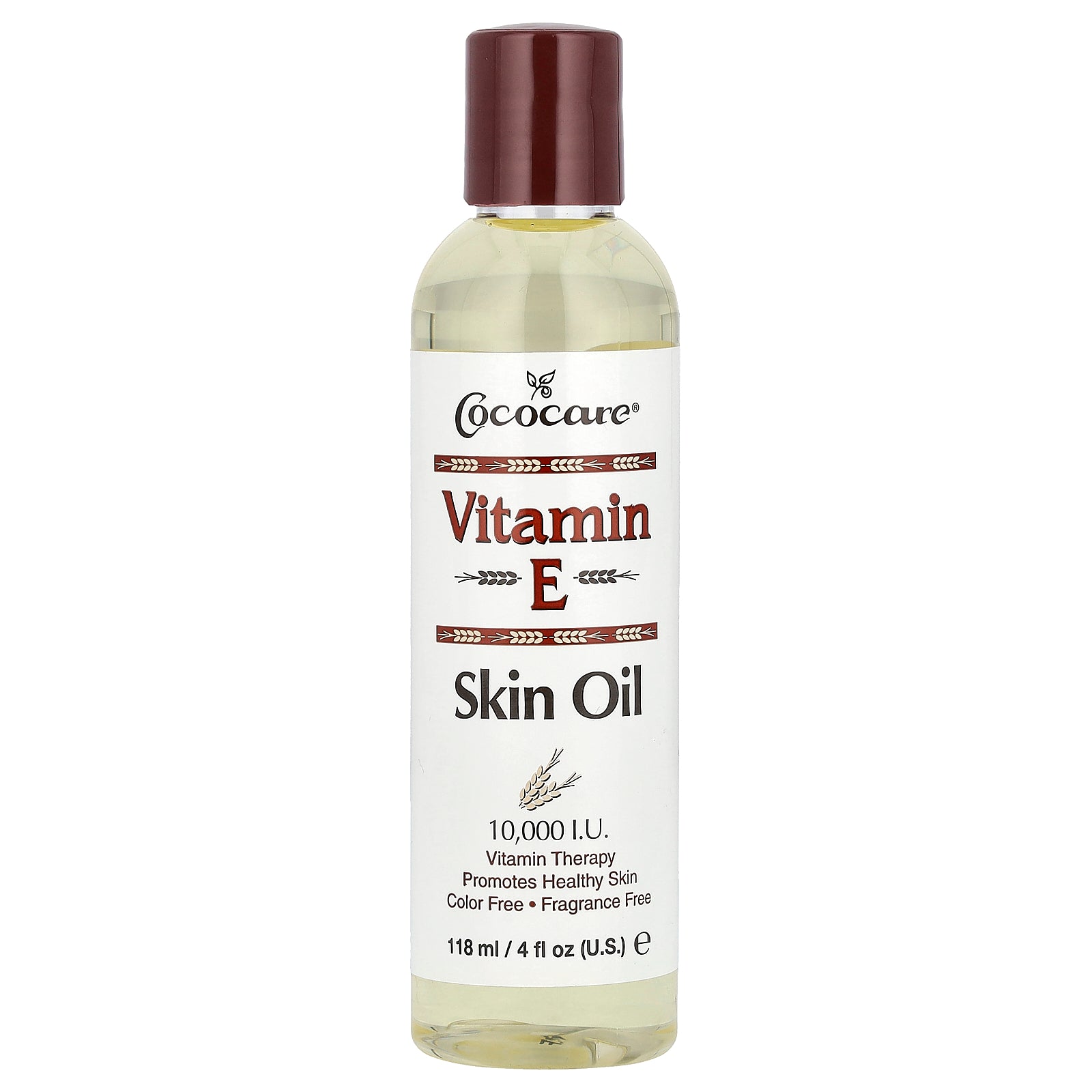 Cococare, Vitamin E Skin Oil, Fragrance Free, 10,000 I.U., 4 fl oz (118 ml)