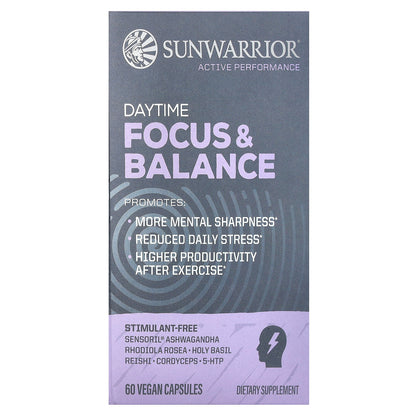 Sunwarrior, Focus & Balance, Daytime, 60 Vegan Capsules