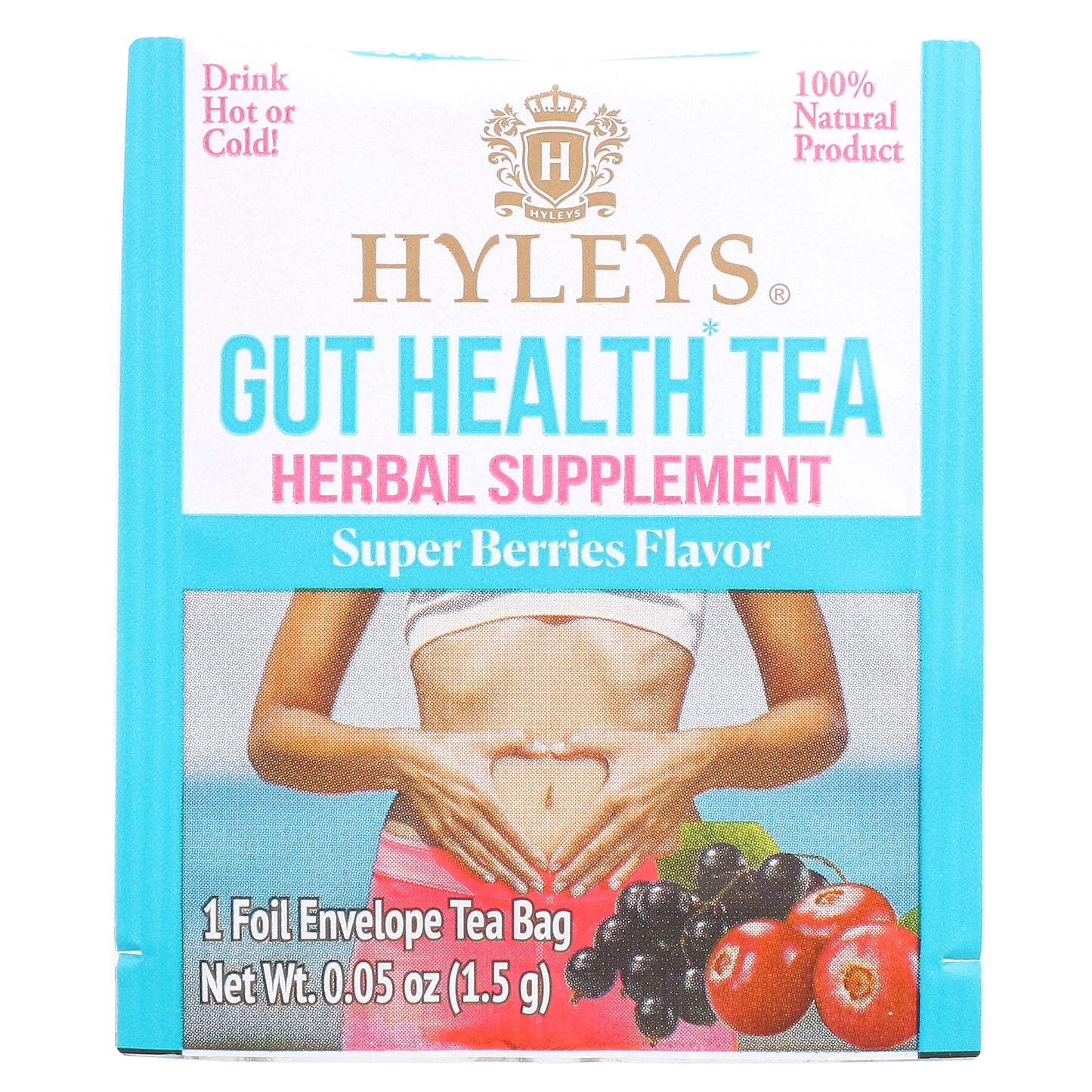 Hyleys Tea, Gut Health Tea, Super Berries , 25 Foil Envelope Tea Bags, 1.32 oz (37.5 g)