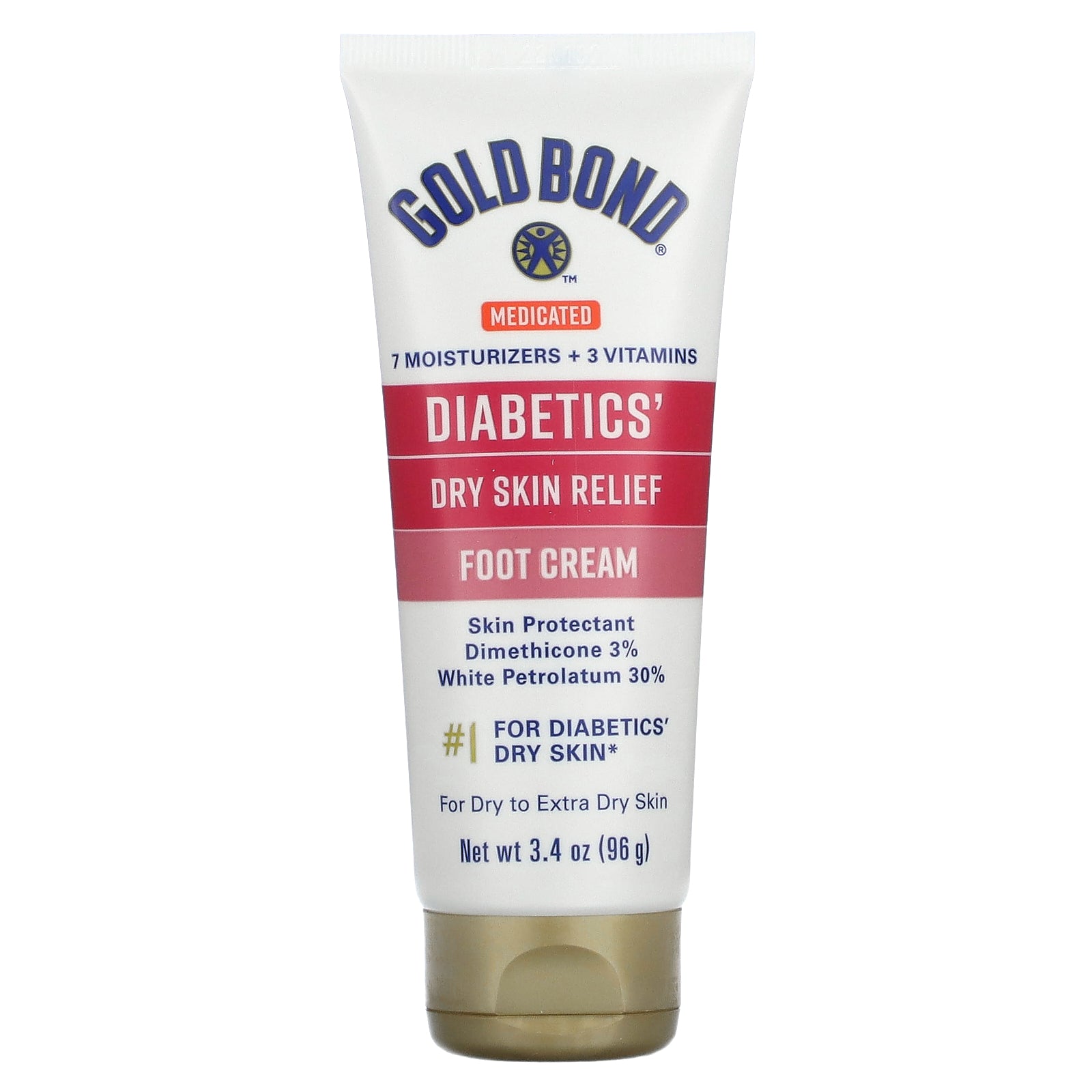 Gold Bond, Medicated Diabetics' Dry Skin Relief Foot Cream, 3.4 oz (96 g)