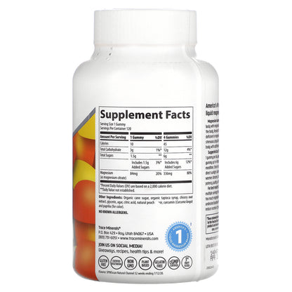 Trace, Magnesium Gummies, Peach, 120 Gummies