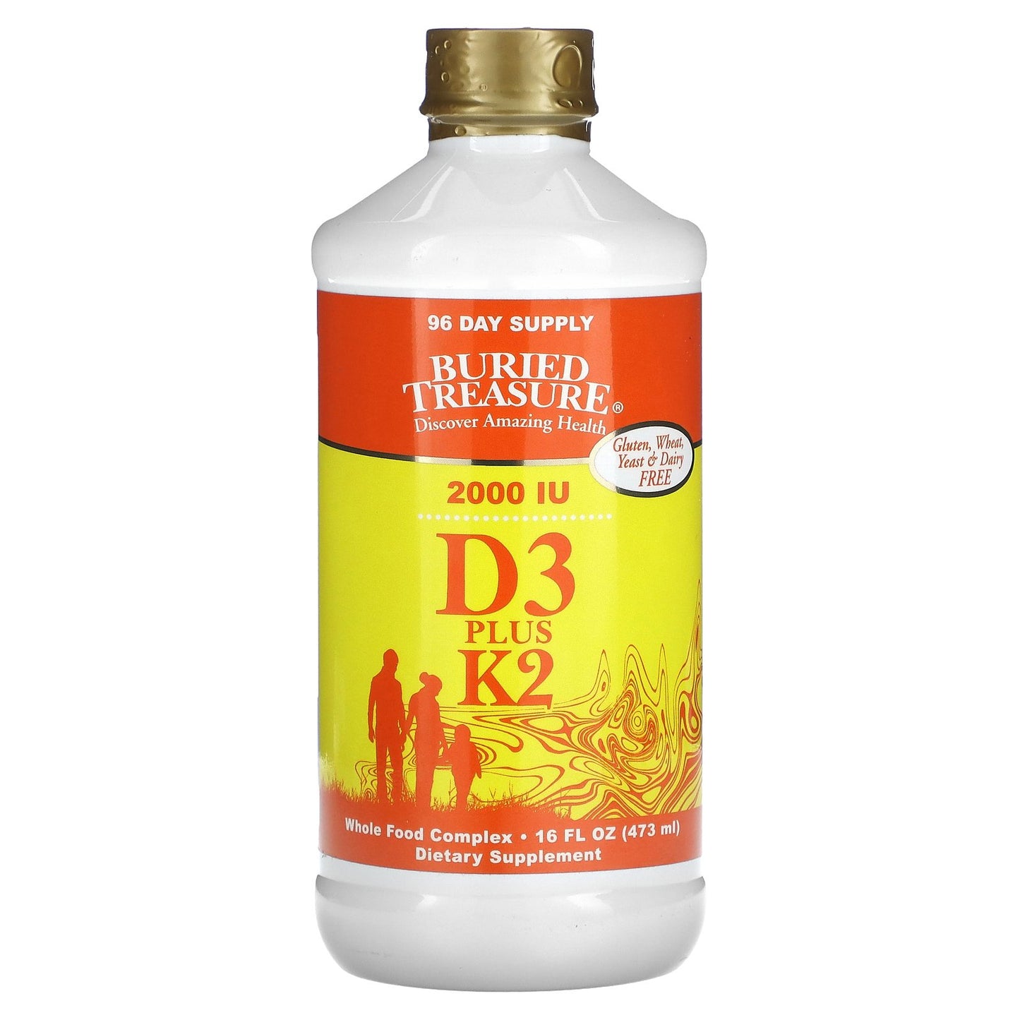 Buried Treasure, Liquid Nutrients, D3 Plus K2, 2,000 IU, 16 fl oz (473 ml)