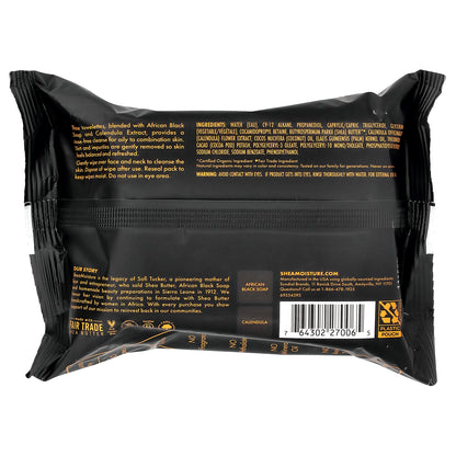 SheaMoisture, African Black Soap, Clarifying Facial Wipes With Calendula, Fragrance Free, 30 Cleansing Wipes