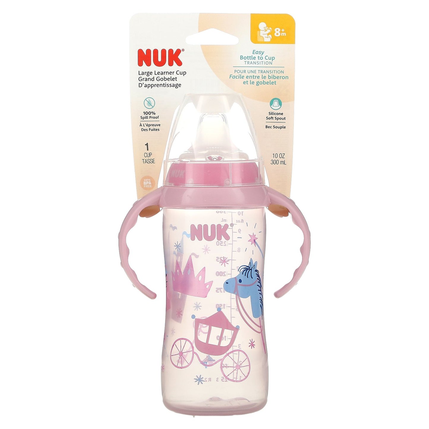 NUK, Large Learner Cup, 8+ Months, Princess/Pink, 10 oz (300 ml)