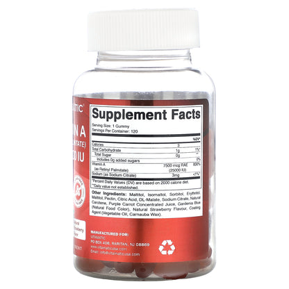 Vitamatic, Vitamin A (Retinyl Palmitate), Natural Strawberry, 25,000 IU, 120 Gummies