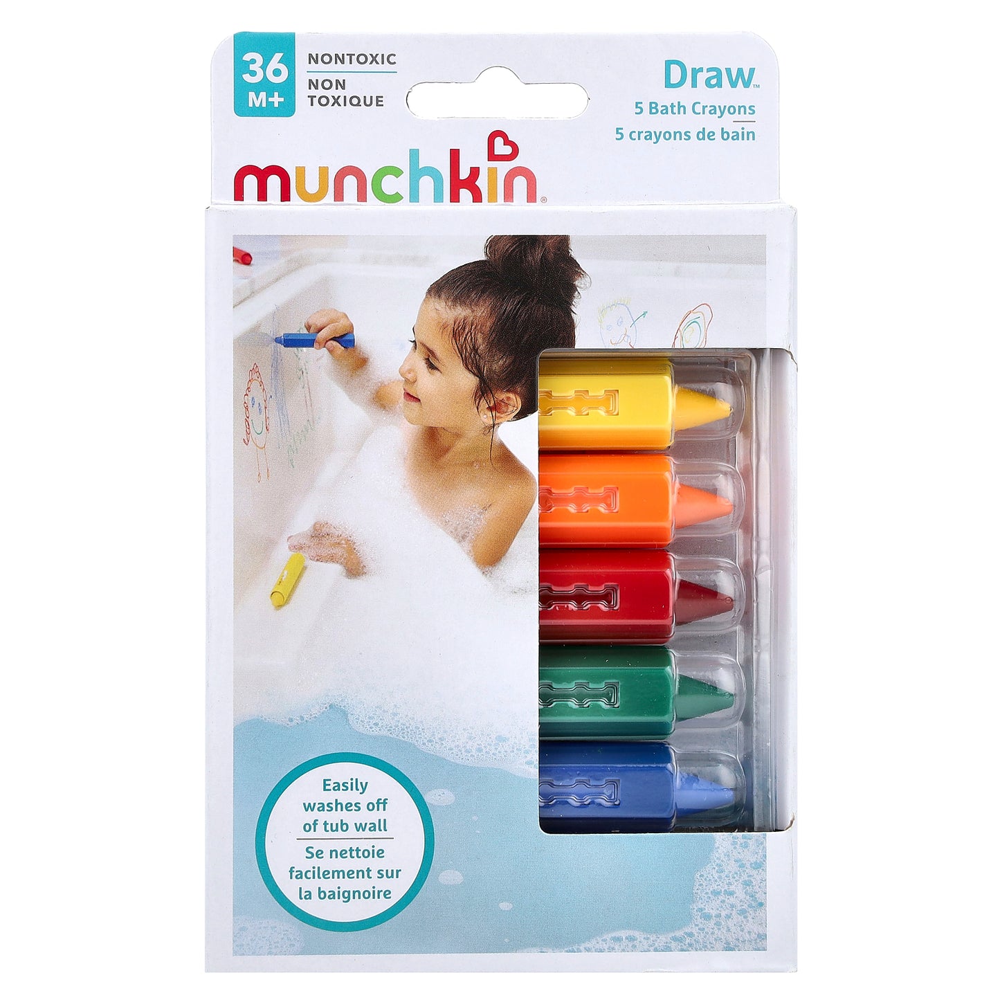 Munchkin, Draw™, Bath Crayons, 36 Months+, 5 Count