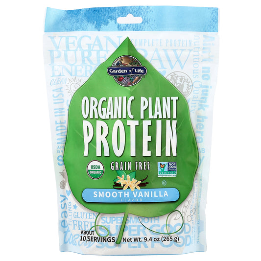 Garden of Life, Organic Plant Protein, Grain Free, Smooth Vanilla, 9.4 oz (265 g)