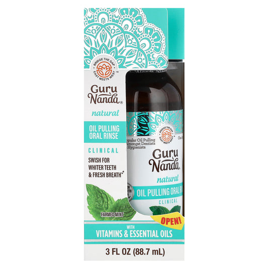 GuruNanda, Natural Oil Pulling Oral Rinse, Farmed Mint, 3 fl oz (88.7 ml)