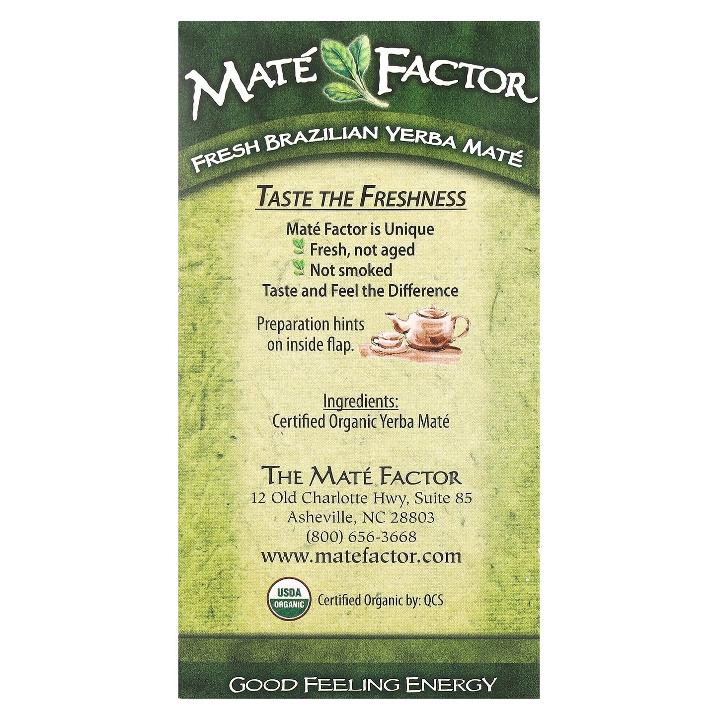 Mate Factor, Organic Yerba Mate, Fresh Green, 24 Tea Bags, 2.96 oz (84 g)