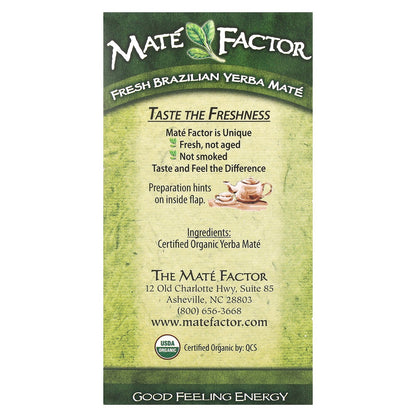 Mate Factor, Organic Yerba Mate, Fresh Green, 24 Tea Bags, 2.96 oz (84 g)