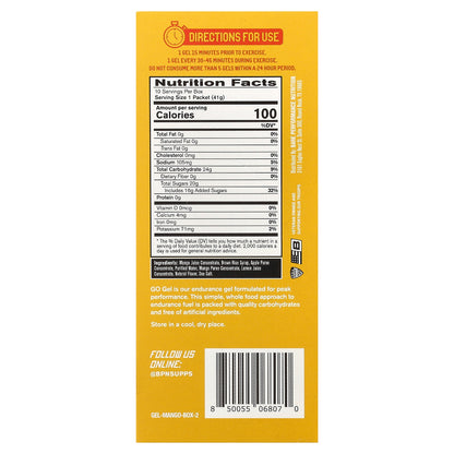 BPN, Go Gel, Endurance Gel, Mango, 10 Packets, 1.45 oz (41 g) Each