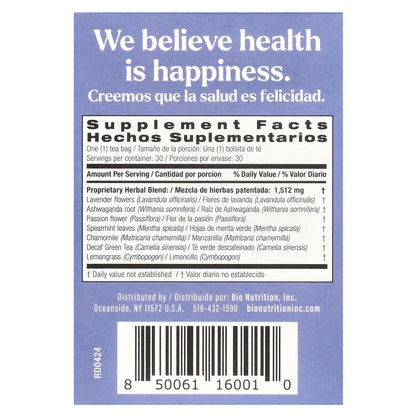 Bio Nutrition, Bedtime zzz Wellness Tea, Caffeine Free , 30 Tea Bags, 1.6 oz (45 g)