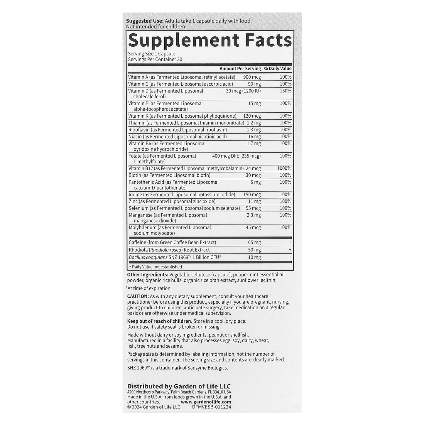 Garden of Life, Dr. Formulated Multi+, Energy Support, 30 Capsules