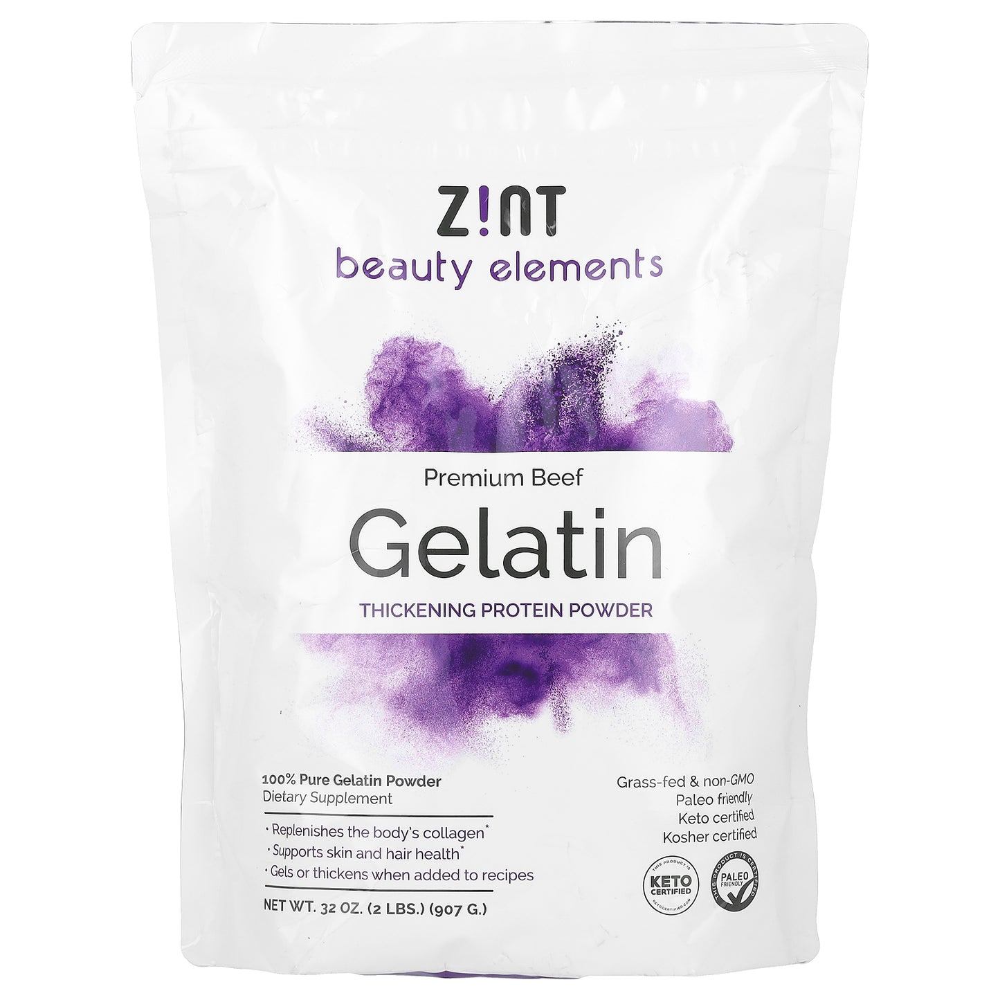 Zint, Gelatin Thickening Protein Powder, Premium Beef, 2 lbs (907 g)