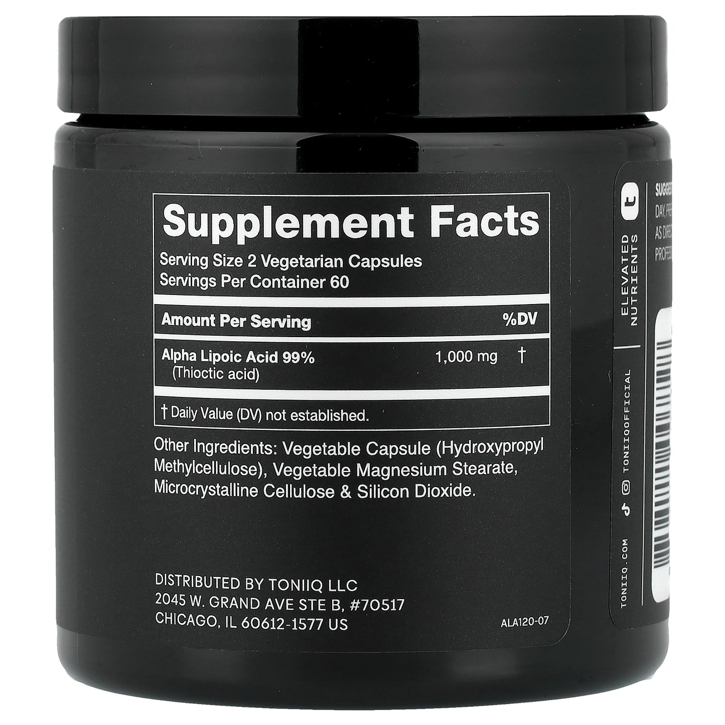 Toniiq, Alpha Lipoic Acid 1000, 120 Capsules (500 mg per Capsule)