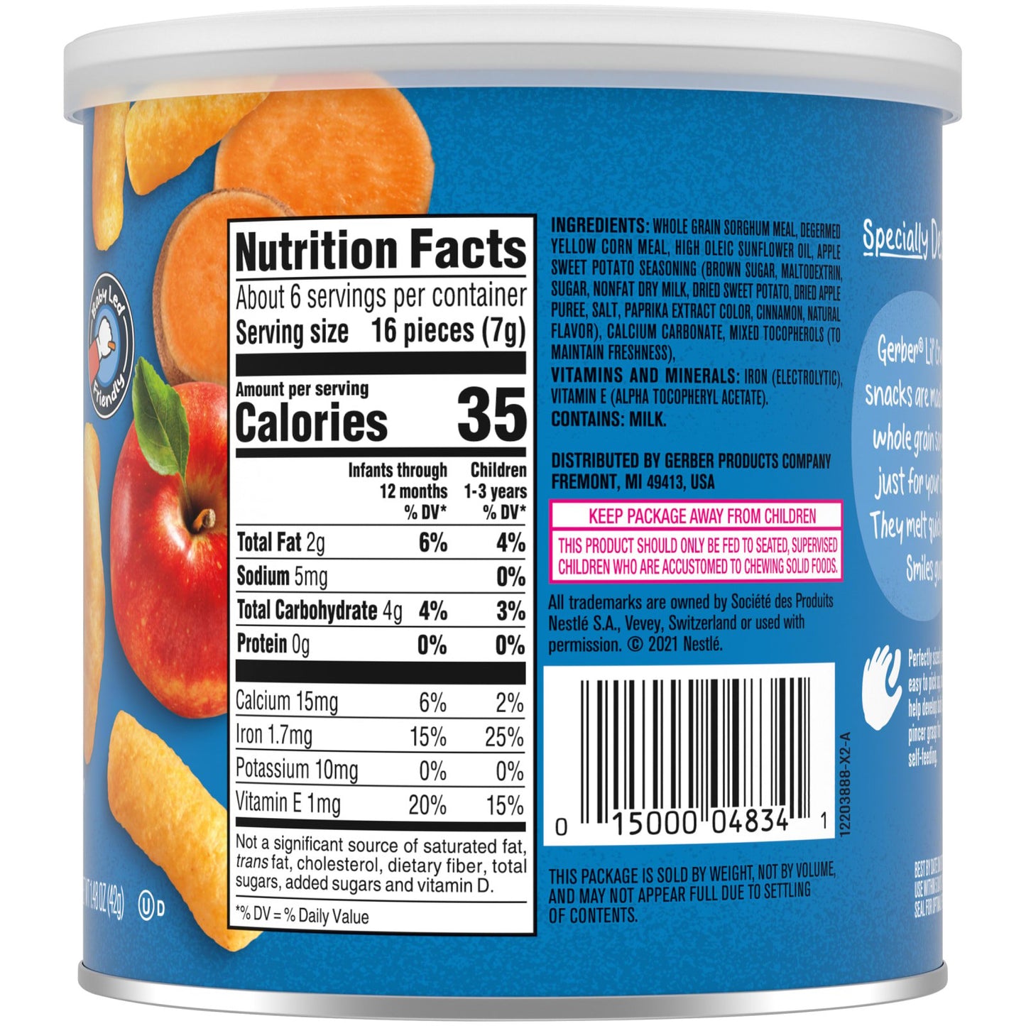 Gerber, Snacks for Baby, Lil' Crunchies, Baked Grain Snack, 8+ Months, Apple Sweet Potato, 1.48 oz (42 g)